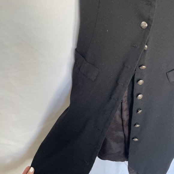 The Limited Vintage Black Suspender Dress Silver Button Accents Size 6 Wool Rayo - Picture 2 of 9